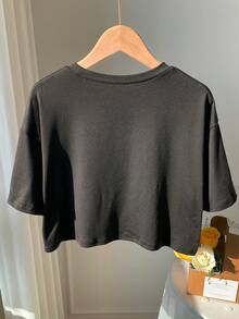 Comfortcana 素色落肩T恤 - 黑色 - 查看 2