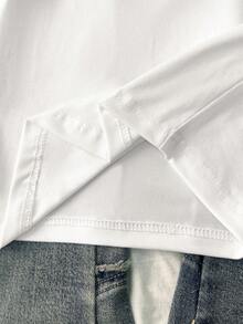 Glimmora DK001 女士休闲印花圆领短袖T恤 - 白色 - 查看 3