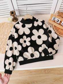 Emery Rose Kids Emery Rose Kids 少女心形图案长袖抓绒卫衣，心形印花套头衫，休闲、运动、户外、优雅 - 彩色 - 查看 2