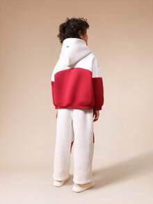 SUMWON Boys Color Block Hoodie And Jogger Set With Centre Pocket Hood For Winter Casual Wear Vacation - Multicolor - View 2