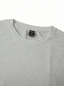 Manfinity Homme 男士字母印花圆领长袖休闲百搭T恤 - 灰色 - 查看 7