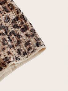 Firerie 女士优雅性感豹纹亮片迷你裙，适合派对穿着 - 米色 - 查看 4