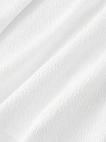 SHEIN MOD Solid Frill Trim Ruched Bust Ruffle Hem White Cap Sleeves Double Hem Skort Romper - White - View 5