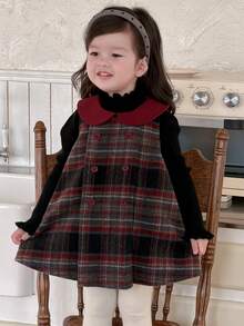 DAZY Toddler Girls' Plaid Sleeveless Layered Dress, Autumn/Winter - Red - View 4