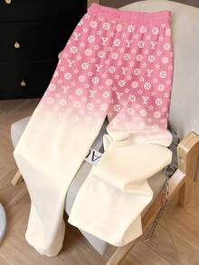 Resyla Y2K Retro American Gradient Floral Print Women Sweatpants - Pink - View 2