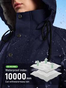 In My Nature 女士纯色连帽户外雨衣 - 藏蓝色 - 查看 2