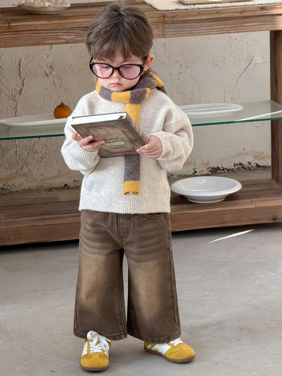 DAZY 男童水洗宽松休闲牛仔裤 - 棕色 - 查看 1