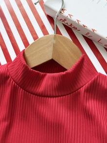 Playful Pals Bộ 2 món đồ thời trang mùa xuân cho bé gái ngày lễ tình nhân, áo dài tay tua rua màu đỏ kết hợp quần short in hình trái tim, thích hợp mặc thường ngày, ngoài trời, dự tiệc ngày lễ - Nhiều màu - Xem 5