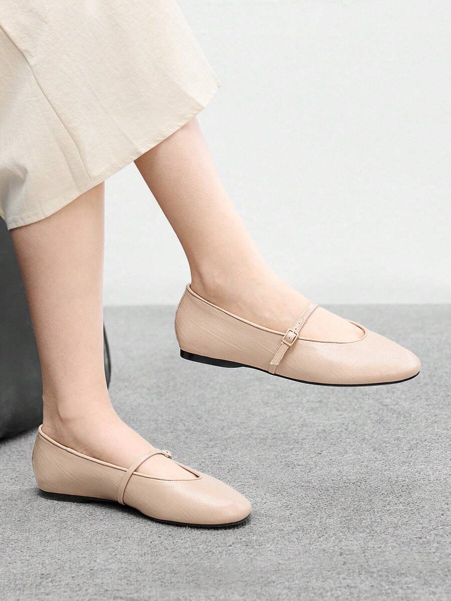 CUCCOO BIZCHIC Women's Buckle Design Casual Everyday Versatile Shoes - Apricot - View 1