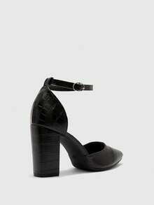 CUCCOO BIZCHIC Proste, jednokolorowe, grube, codzienne, damskie czółenka z klamrą