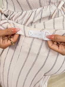 SHEIN 2 Stücke Umstandsmode gestreiftes lässiges ärmelloses Top und Hosen Set