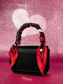 Betty Boop x SHEIN Stylish Sweet Black Smooth Soft Satin Rhombus Headband Polka Dot Headscarf Silk Scarf, Suitable For Hair Styling With Gifts Outdoor Travel, Love, Love, Kiss,Gift Ideas,Party,Holiday,Valentine's Day - Multicolor - View 4