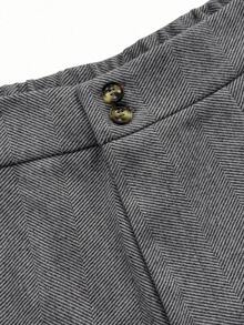 EMERY ROSE Pantalones cortos delgados con patrón de espiga y botón en la cintura para mujer de talla grande - Multicolor - Ver 5