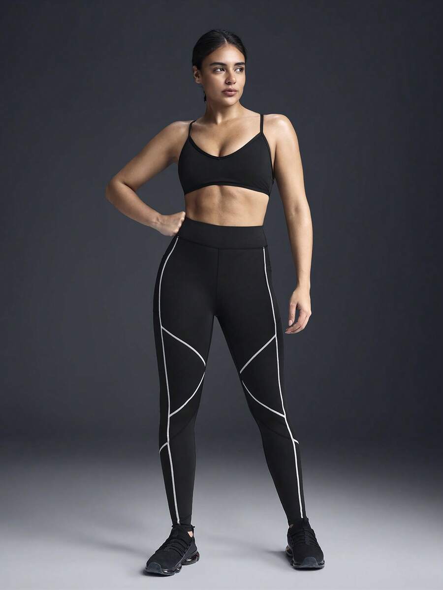 Powerista Bộ đồ thể thao nữ 2 món: Áo ngực hai dây và quần bó - màu đen - Xem 1