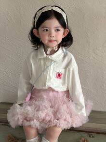 DAZY 女童蕾丝拼接卡通贴花长袖上衣