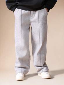 SUMWON Boys Sweatpants Heather Casual Drawstring Joggers Comfortable Everyday School Wear Loose Fit Elastic Waist - Grey - View 1