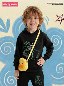 Young Boy Dinosaur Gaming Print Hoodie And Sweatpants Set - Black - View 5
