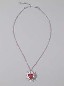 ROMWE Goth 1 pieza Collar con colgante de cruz gótica de lujo con rhinestones, regalo para fiesta de vacaciones, Halloween - Rojo - Ver 3