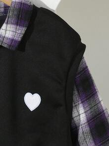 Tween Girls Elegant Commuter School Style Plaid Long Sleeve Dress + Knit Vest Sweatshirt Set, Autumn/Winter - Multicolor - View 5