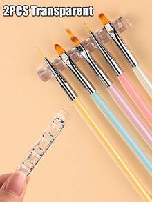 2 Packs Nail Art Pen Holder, Pink Transparent Nail Art Painting Brush 5 Slot Pen Holder, Bar Mini Portable Acrylic Stand, Nail Art Tools DIY Nail Art Sculpting Painting Pencil Brush Display Stand - Multicolor - View 19