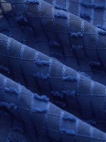 lacRébo Áo kiểu nữ màu xanh hải quân cổ điển, chất liệu jacquard, có họa tiết nhún eo, thích hợp cho mùa thu, xuân hè, công sở và thường ngày. - Màu xanh lam - Xem 8