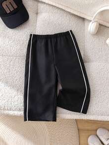 1pc Young Boys' Casual Sports Pants, Straight Leg, Soft & Comfortable, With Drawstring Decoration, Suitable For Daily Wear, School, Outdoor, Sports, Spring/Summer/Autumn/Winter - Black - View 3