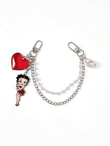 Betty Boop x SHEIN Fashion Design Faux Pearl Love Chain Bag Pendant Bag Pendant Ornament Accessories Lady Sweet And Cute, Love, Love, Kiss,Gift Ideas,Party,Holiday,Valentine's Day - Multicolor - View 6