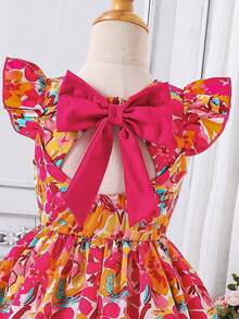 小女孩碎花圆领短袖可爱连衣裙 - 彩色 - 查看 3