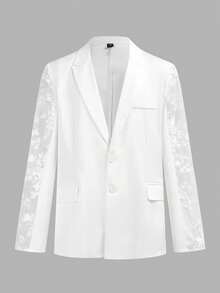 EASEVO Áo khoác vest tay dài màu trơn cỡ lớn dành cho nam - trắng - Xem 2