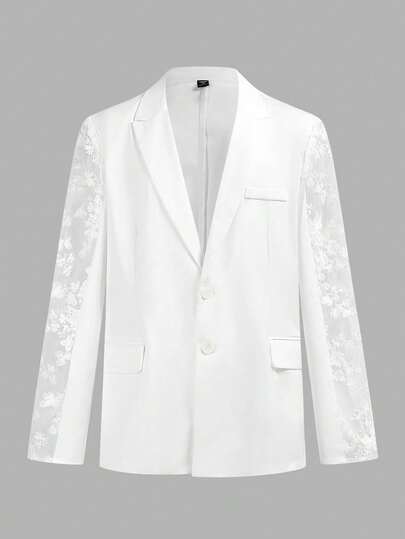 EASEVO Chaqueta de traje de manga larga transparente de unicolor para hombres de talla grande