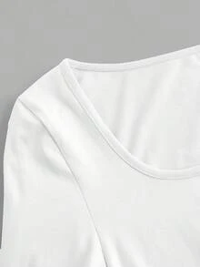 SHEIN EZwear 3件套短袖露脐休闲修身T恤，女士款，适合春秋季穿着 - 白色 - 查看 3
