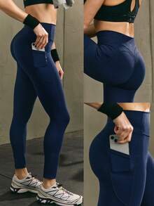 GLOWMODE Mallas de entrenamiento Powersculpt de 26" de impacto medio, entrenamiento rápido, transpirables y con sensación de frescura para el gimnasio - Dark Blue - Ver 8