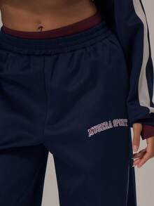 Musera Sport Quần jogger ống rộng cạp trung bình in khẩu hiệu, chỉ bao gồm phần dưới, trang phục thể thao mùa đông, tập gym, tập luyện, chất liệu hợp kim. - Màu xanh hải quân - Xem 5