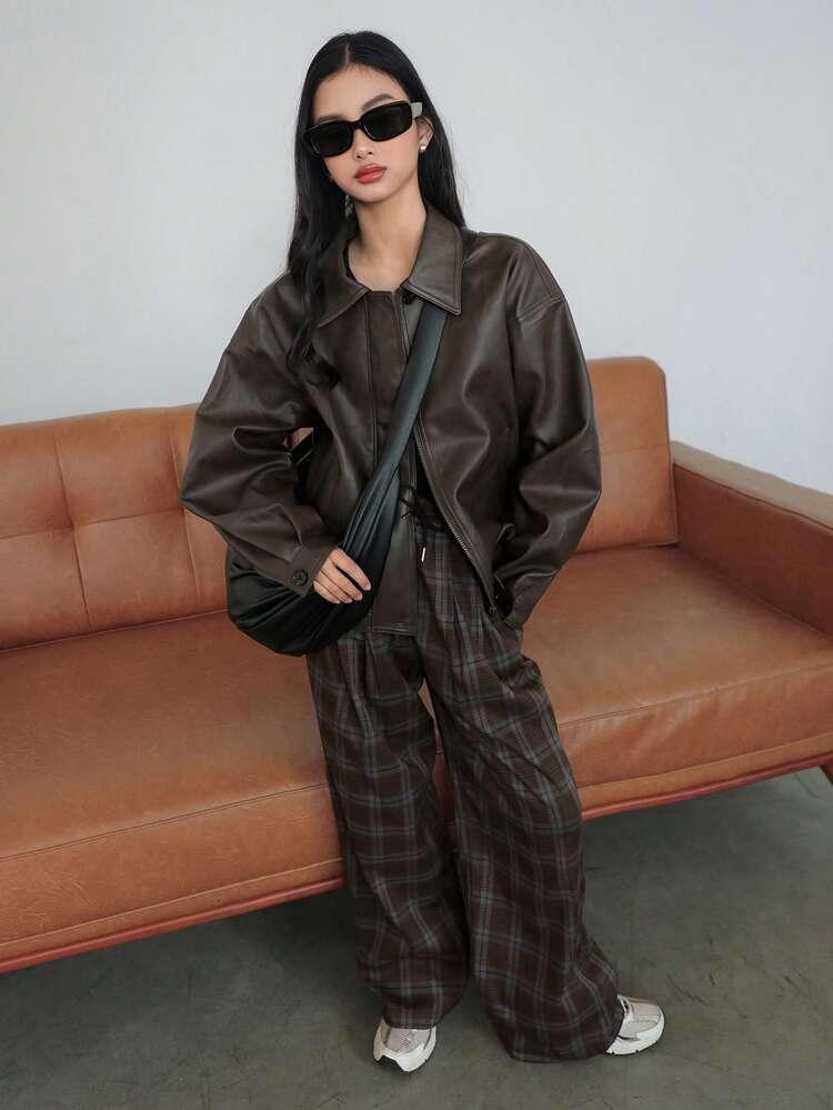 Teen Girls Plaid Casual Everyday Pants