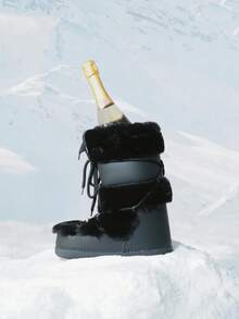 CUCCOO SZL Women Shoes Autumn And Winter New Warm Inner Height Increase Comfortable Bow Straps Moon Boots Round Toe Flat Bottom Casual Hot Girl Wind Fluff Black Snow Boots Outside Wear Snow Women - Black - View 1