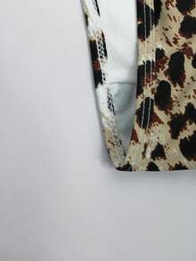 Manfinity Swimmode Bañador de hombre con estampado de leopardo y cordones, casual para playa y piscina, bañador sexy de hombre con estampado de guepardo - Blanco - Ver 6