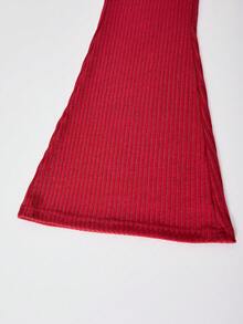 Sparklyn Teen Girl Grey Ribbed Knit Long Sleeve Cardigan Jumpsuit - Red - View 7