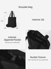 GLOWMODE 22L Maxi Go-Tote Water-Resistant Detachable Adjustable Shoulder Strap Tote Bag  Outdoors Daily Active Wear Spring Summer - Black - View 4