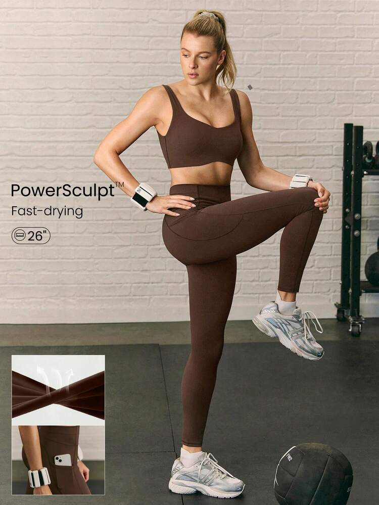 26" Powersculpt Training Leggings Medium Impact Training Workout Quick Dry Moisture Wicking Cool Feeling Gym