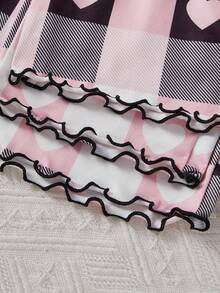 3pcs/Set Tween GirlsBrown Bear Print Long Pants, Shorts And Short Sleeve Pajama Set - Black - View 6