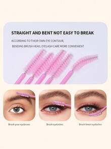 Eyelash Extension Brush Kit – Disposable Lash Spoolies, Micro Swabs, Lip Gloss Brushes 3-In-1 Set, 100/300/450/600/750/900pcs - Multicolor - View 5
