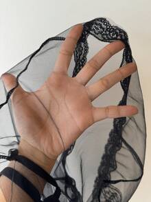 Aloruh Women's Elegant Underwear Set, Elegant Women, Black, New Year, Christmas, Suitable For Festivals, Dates, Parties, 3/4 Cup Gathered, No Steel Ring, Sexy Lace, 2pcs Women's Sexy Lace Mesh Nightgown And G-String Set