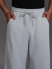 STYNVO Men's Light Grey Baggy Sweatpants,Summer Streetwear Gym Casual Drawstring Waist Pockets Sweat Pants,Versatile Autumn/Winter Wide Bottom Flared Pants - Grey - View 5