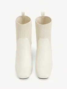 CUCCOO CHICEST 女士时尚百搭通勤粗跟踝靴 - 米色 - 查看 9