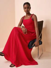 Zivah 2026春夏新音乐节、复活节、圣帕特里克节、情人节、约会、西部风、游牧风、生日派对、毕业季、校园风、学生装、日常休闲、百搭、休闲、度假、邮轮旅行、海滩、海边、日光浴 - 紅色 - 查看 8