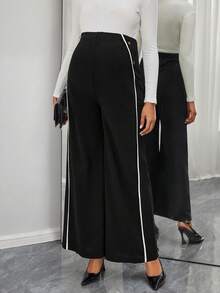 SHEIN 女士休闲抽绳纽扣装饰孕妇裤 - 黑色 - 查看 4