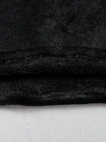 2pcs/Set Boys' Black Letter Embroidered Casual Ribbed Long Pants And Long Sleeve Comfortable Loungewear/Pajama Set - Black - View 6