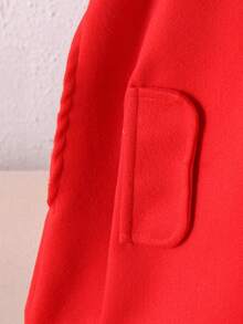 Genkimix Kids 女童时尚可爱蓬松连帽休闲秋冬斗篷外套，米色 - 紅色 - 查看 6