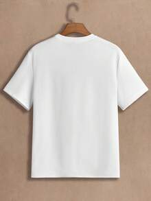 HIMLAND 3pcs Pack Men Knitted Casual Short Sleeve Basic T-Shirt, For Going Out, For Husband