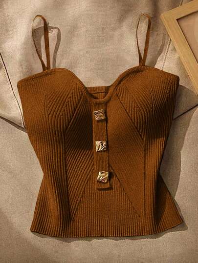 Resyla Top de camisola de punto de unicolor y versátil para mujer